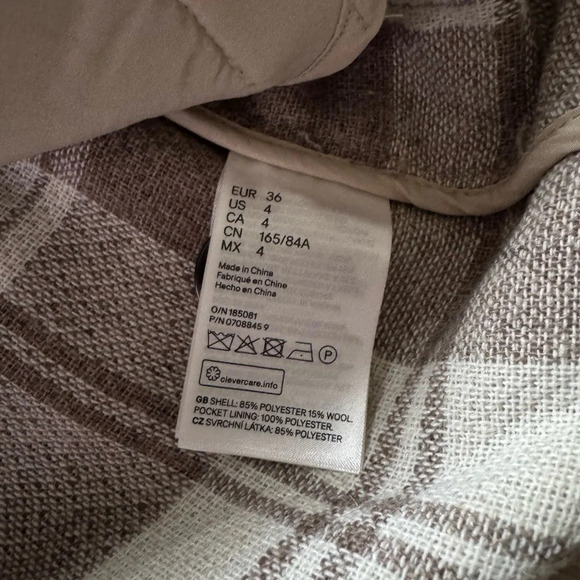 H&M Premium Plaid Pea Coat Women Size 4 EUC - Picture 5 of 5